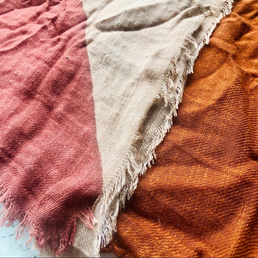 Loft Color Block Scarf With Raw Fringe Trim - image 3